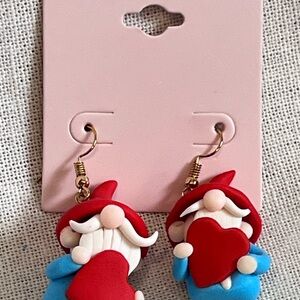 Charming Hand Crafted Gnome Heart Earrings